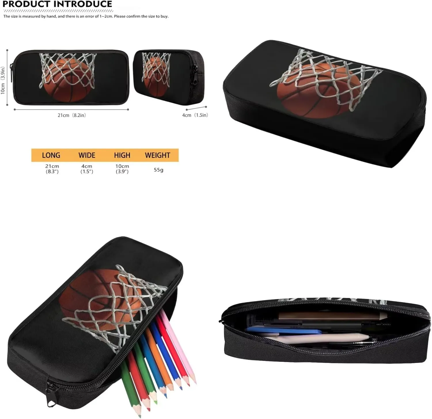 3D Basketball Backpacks Sets for Boys 3Pcs Kids Backpack School Bookbags with Insulated Lunch Box Pencil Case for School Elementary Students