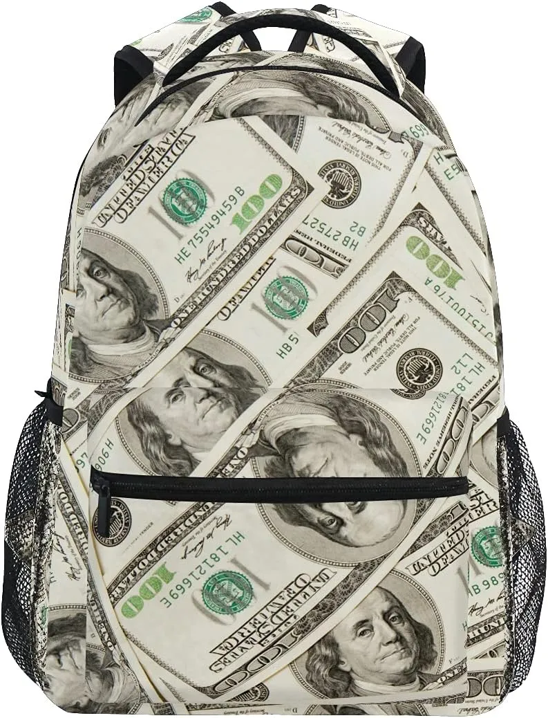 ALAZA Money Dollar Backpack for Girls Backpacks for Elementary Teens Boys School Book Bags Kids Bookbags Shoulder Bag Travel Laptop Daypack