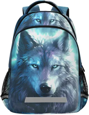 ALAZA Wolf Backpacks for Girls Boys Elementary School Bag Galaxy Wolves Kids Bookbag Personalized Laptop Travel Daypack Students Rucksack
