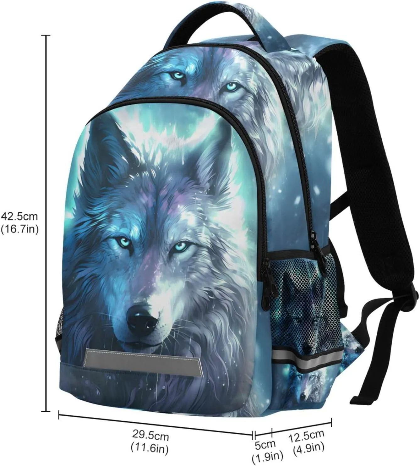 ALAZA Wolf Backpacks for Girls Boys Elementary School Bag Galaxy Wolves Kids Bookbag Personalized Laptop Travel Daypack Students Rucksack
