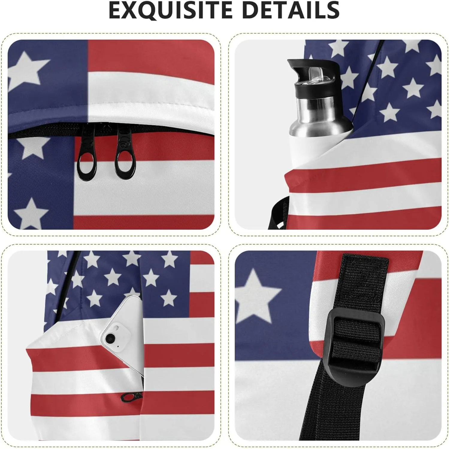 American Flag Laptop Backpack Travel Hiking Camping Work Computer Back Packs Book Bags for Women Men