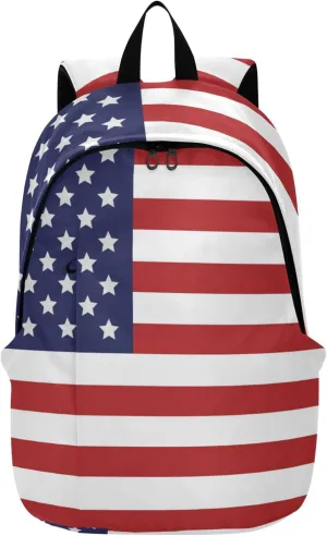 American Flag Laptop Backpack Travel Hiking Camping Work Computer Back Packs Book Bags for Women Men