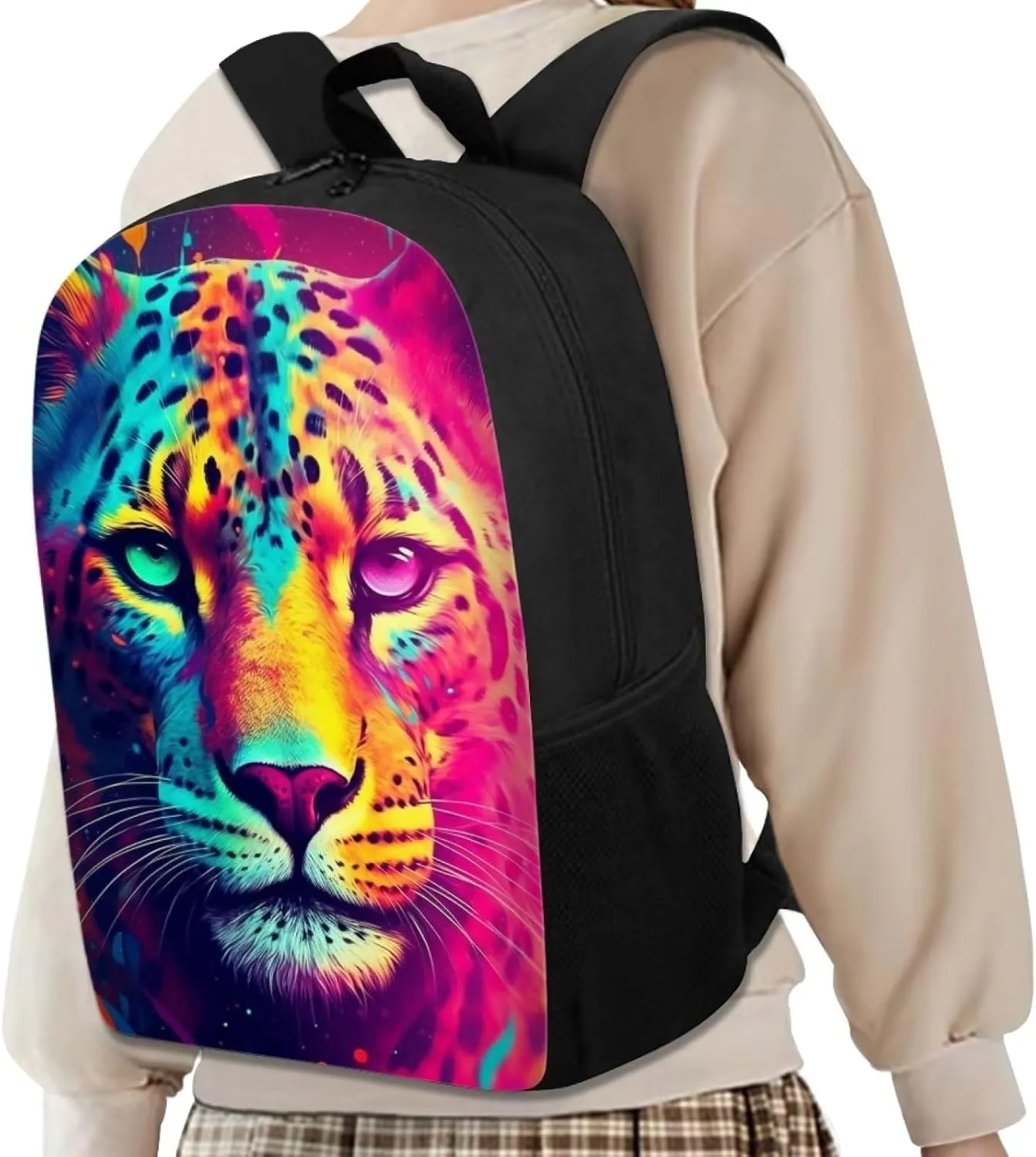 Aqua Red Cheetah Kids Backpack Boys Elementary School Bags Primary Middle School Book Bags for Teens Kindergarten Sturdy Lightweight Durable Travel Gifts