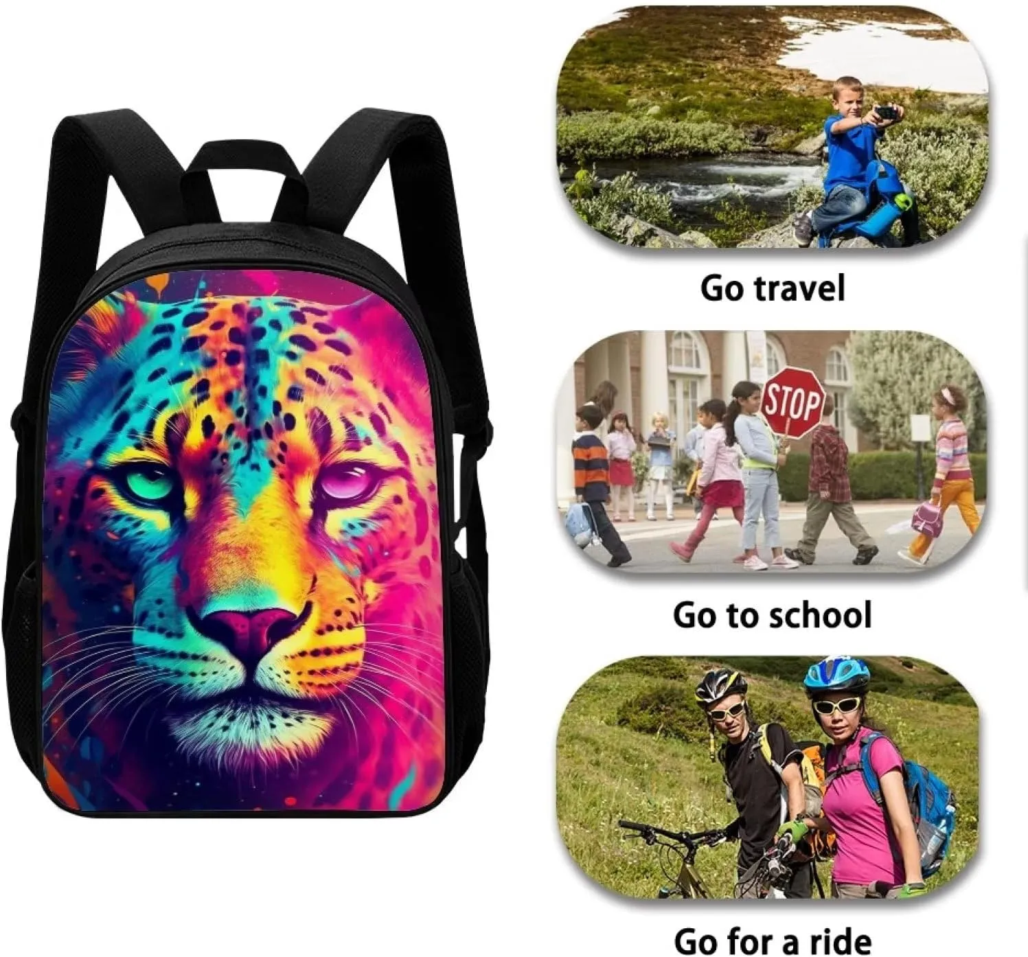 Aqua Red Cheetah Kids Backpack Boys Elementary School Bags Primary Middle School Book Bags for Teens Kindergarten Sturdy Lightweight Durable Travel Gifts