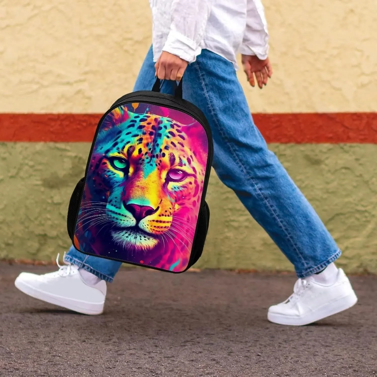 Aqua Red Cheetah Kids Backpack Boys Elementary School Bags Primary Middle School Book Bags for Teens Kindergarten Sturdy Lightweight Durable Travel Gifts