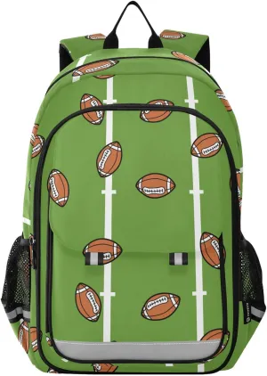 Aslsiy Kids Backpack American Football School Backpack for Boys Girls Doodle Line Book Bags Daycare 17 Inch Laptop Bag