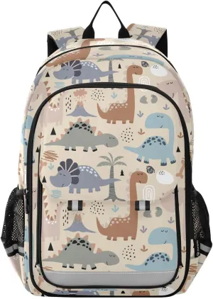 Aslsiy Kids Backpack for Boys Girls Cartoon Dino Brown School Backpack Bone Tree Book Bags Daycare 17 Inch Adult Laptop Bag