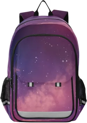Aslsiy Kids Backpack for Boys Girls Night Sky School Backpack Milky Way Book Bags Daycare Bag 17 Inch Adult Laptop Bag