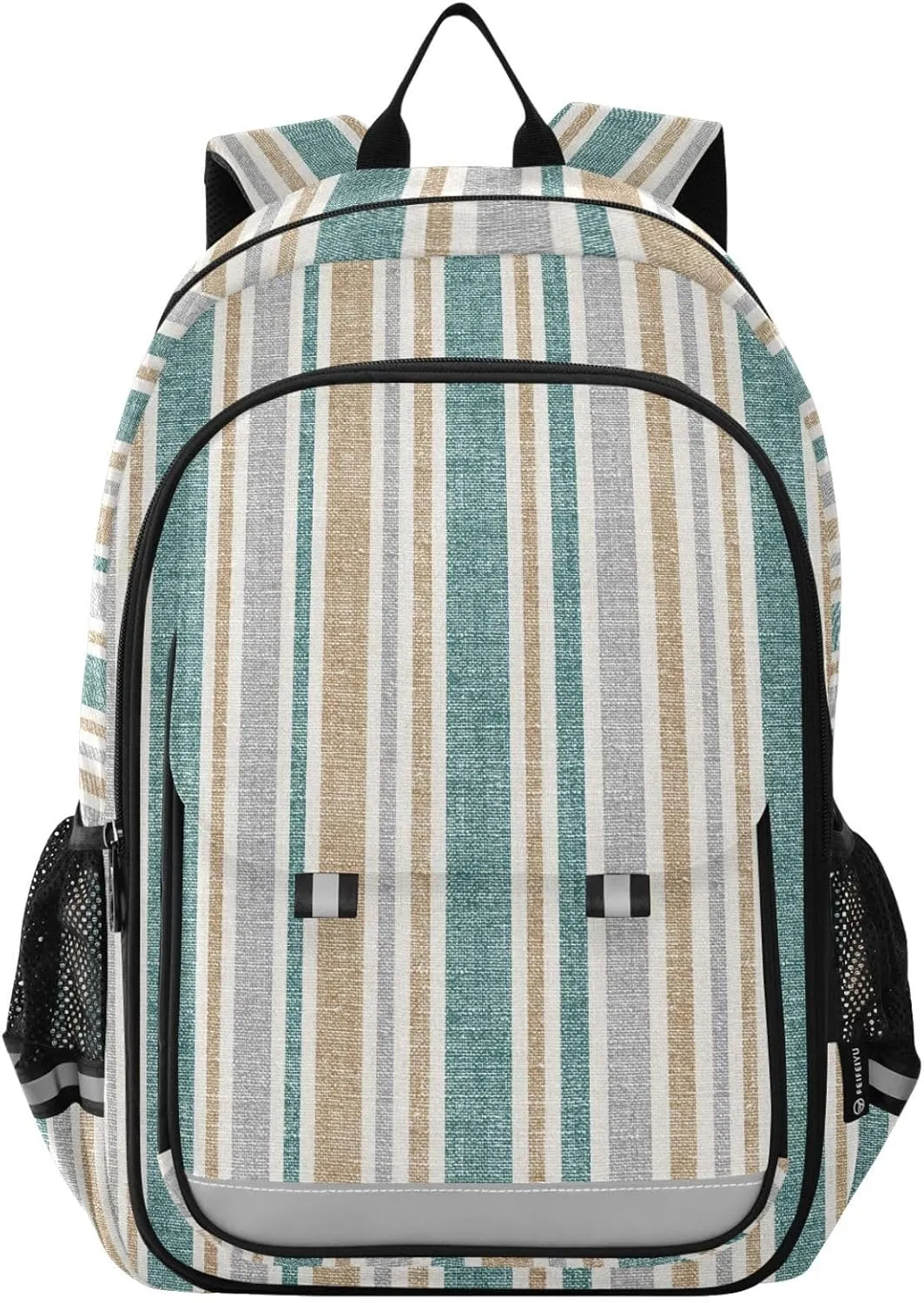 Aslsiy Kids Backpack Snow Green Grey Gold Accents School Backpack for Boys Girls Stripe Book Bags Daycare 17 Inch Laptop Bag