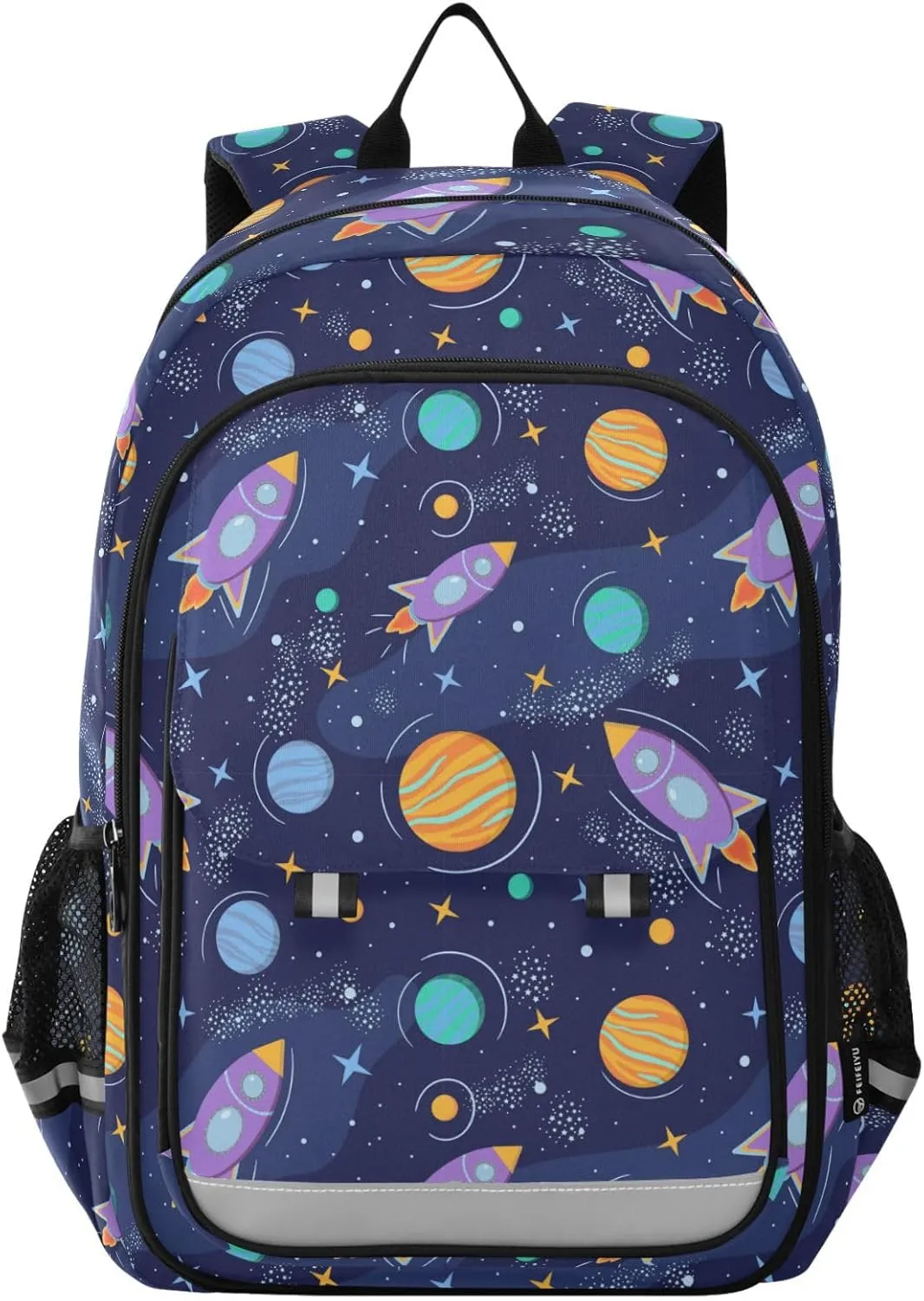 Aslsiy Kids Backpack Space Planets and Rockets School Backpack for Boys Girls Starry Sky Book Bags Daycare 17 Inch Laptop Bag