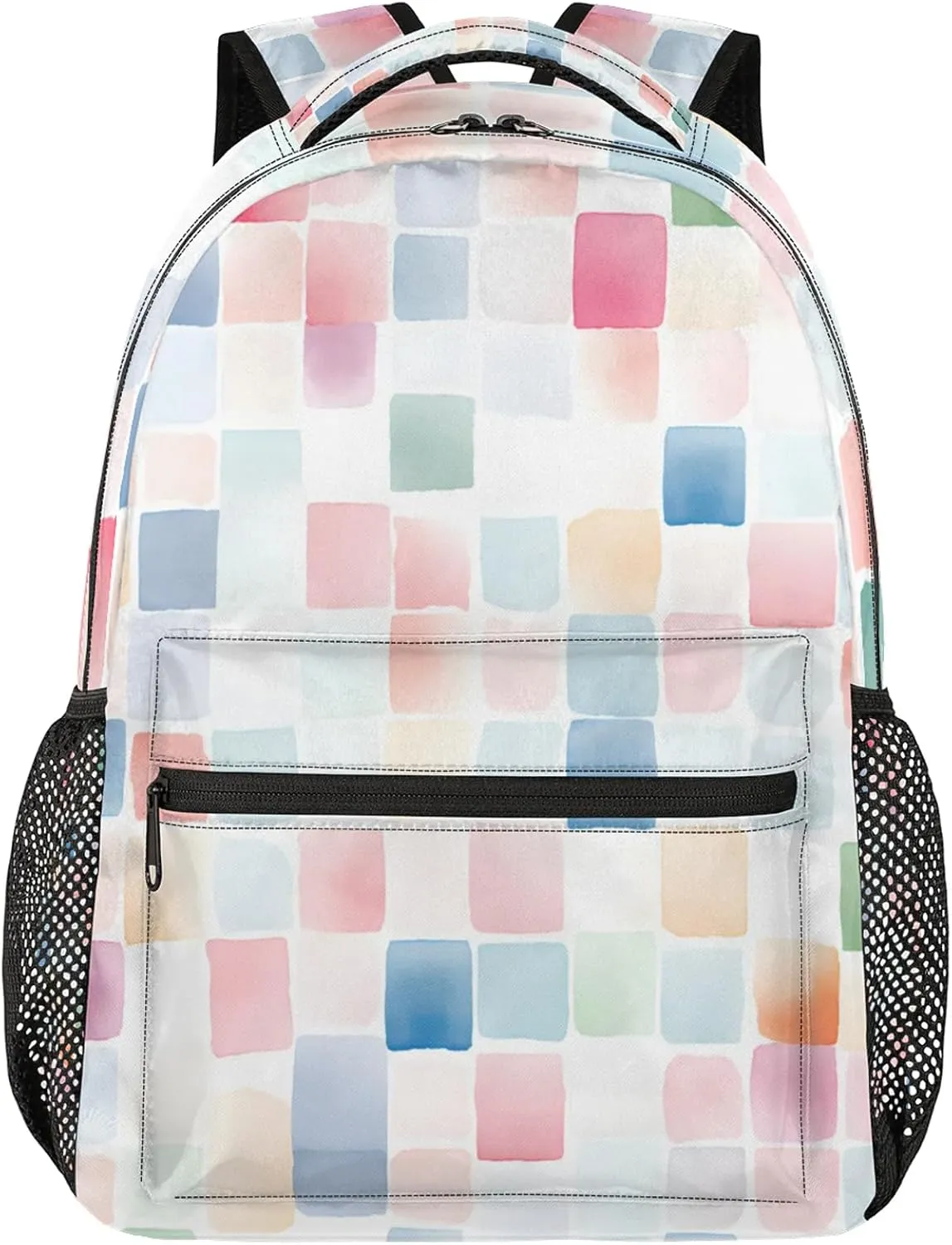 Backpack Colourful Squares Book Bags Laptop Backpacks Lightweight Multipurpose Daypack for Men Women Travel Hiking