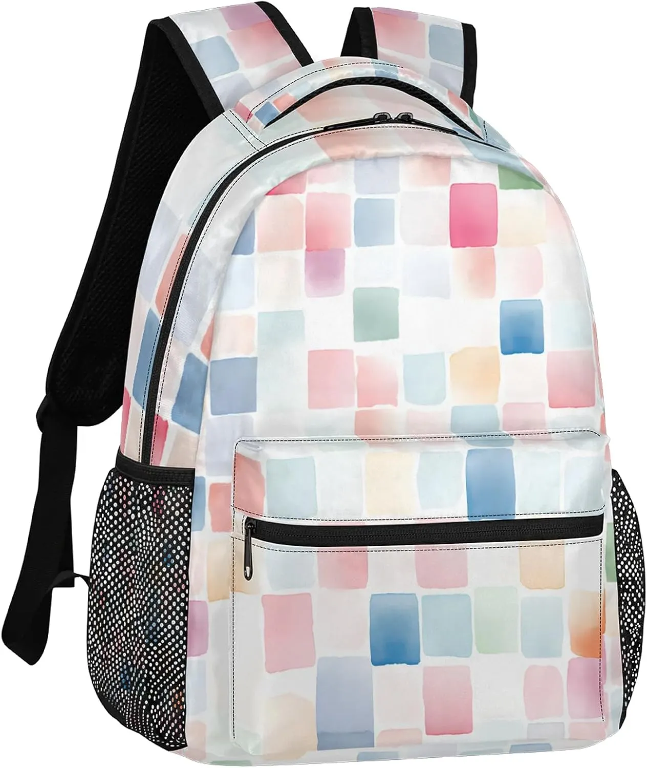 Backpack Colourful Squares Book Bags Laptop Backpacks Lightweight Multipurpose Daypack for Men Women Travel Hiking