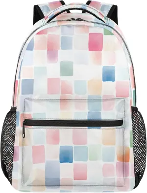 Backpack Colourful Squares Book Bags Laptop Backpacks Lightweight Multipurpose Daypack for Men Women Travel Hiking
