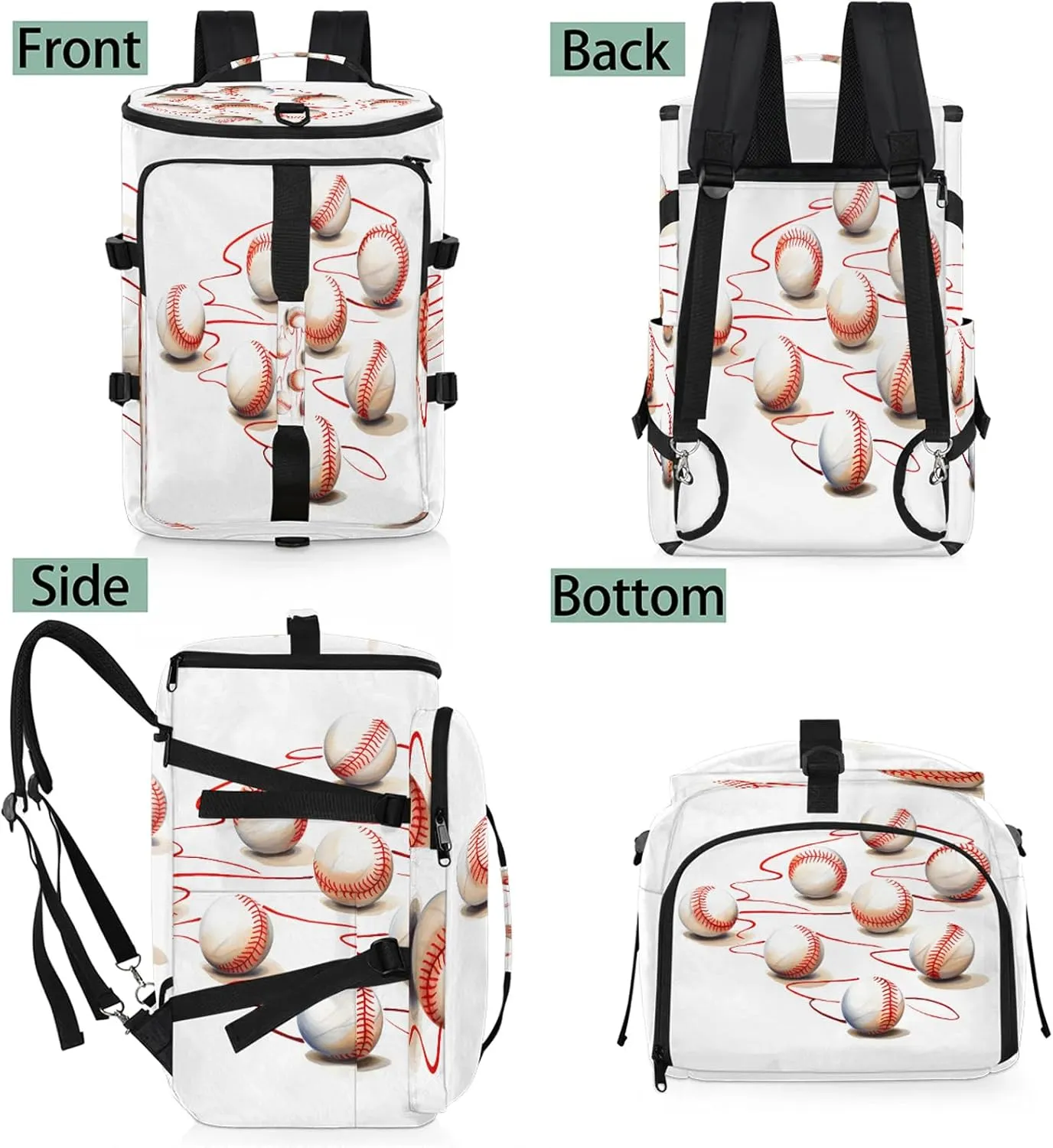 Baseball Ball Gym Bags for Men Women Sports Backpack with Shoe Compartment 3-in-1 Tactical Duffle Bag for Overnight Weekender Travel
