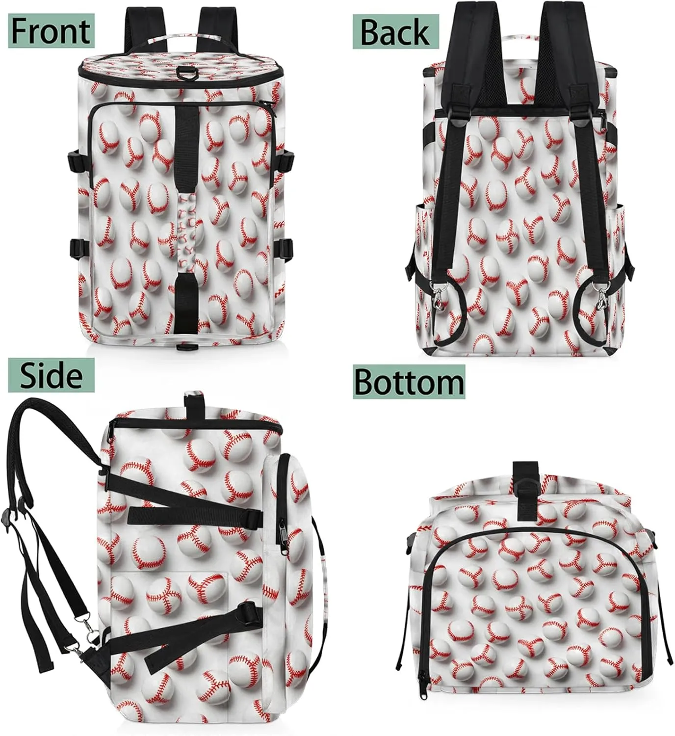 Baseball Gym Bags for Men Women Sports Backpack with Shoe Compartment 3-in-1 Tactical Duffle Bag for Overnight Weekender Travel