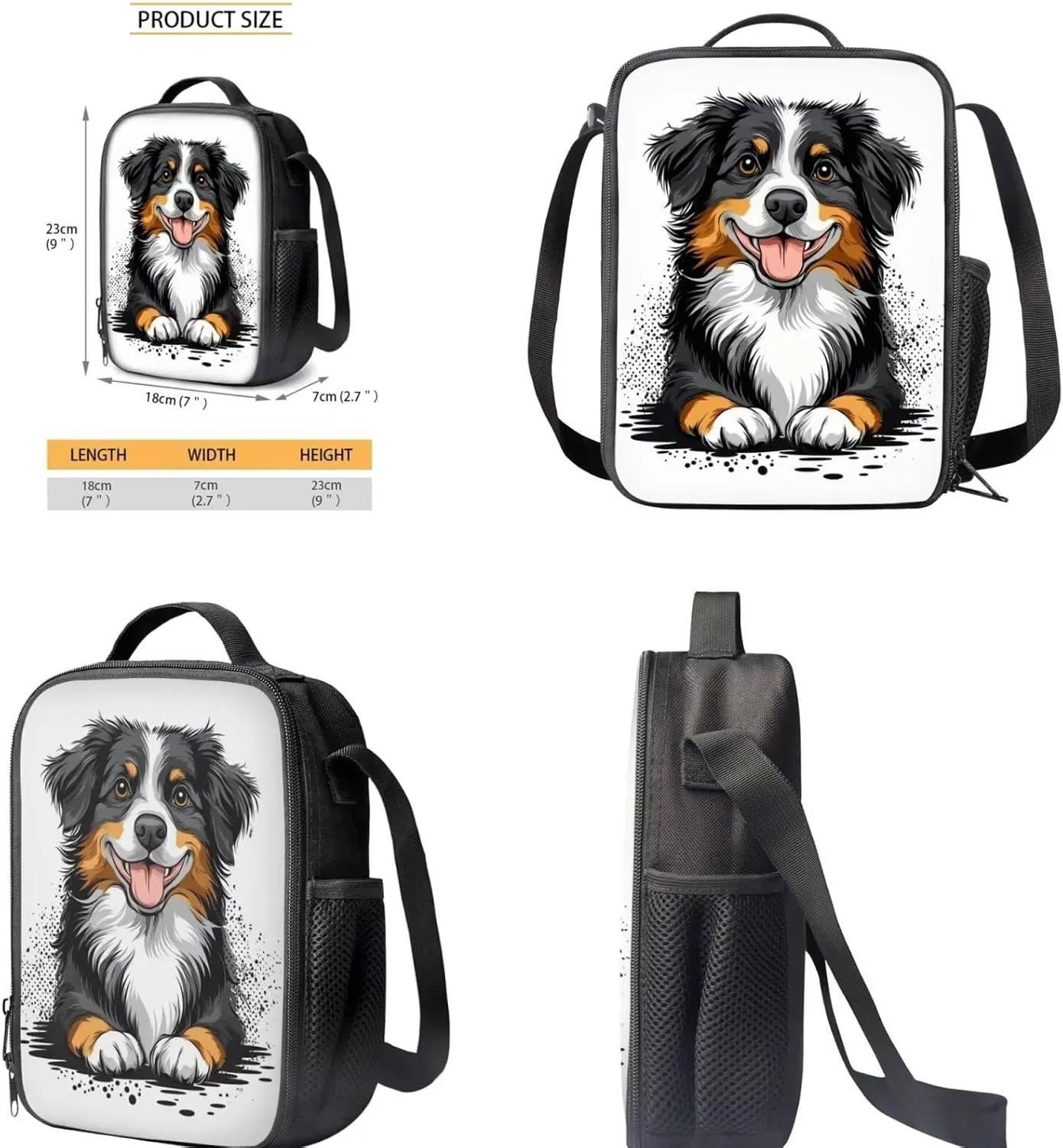 Bernese Mountain Dog Backpacks with Lunch Pack Pencil Case 3pcs Lightweight Bookbag for Middle School Bags Set Casual Daypack