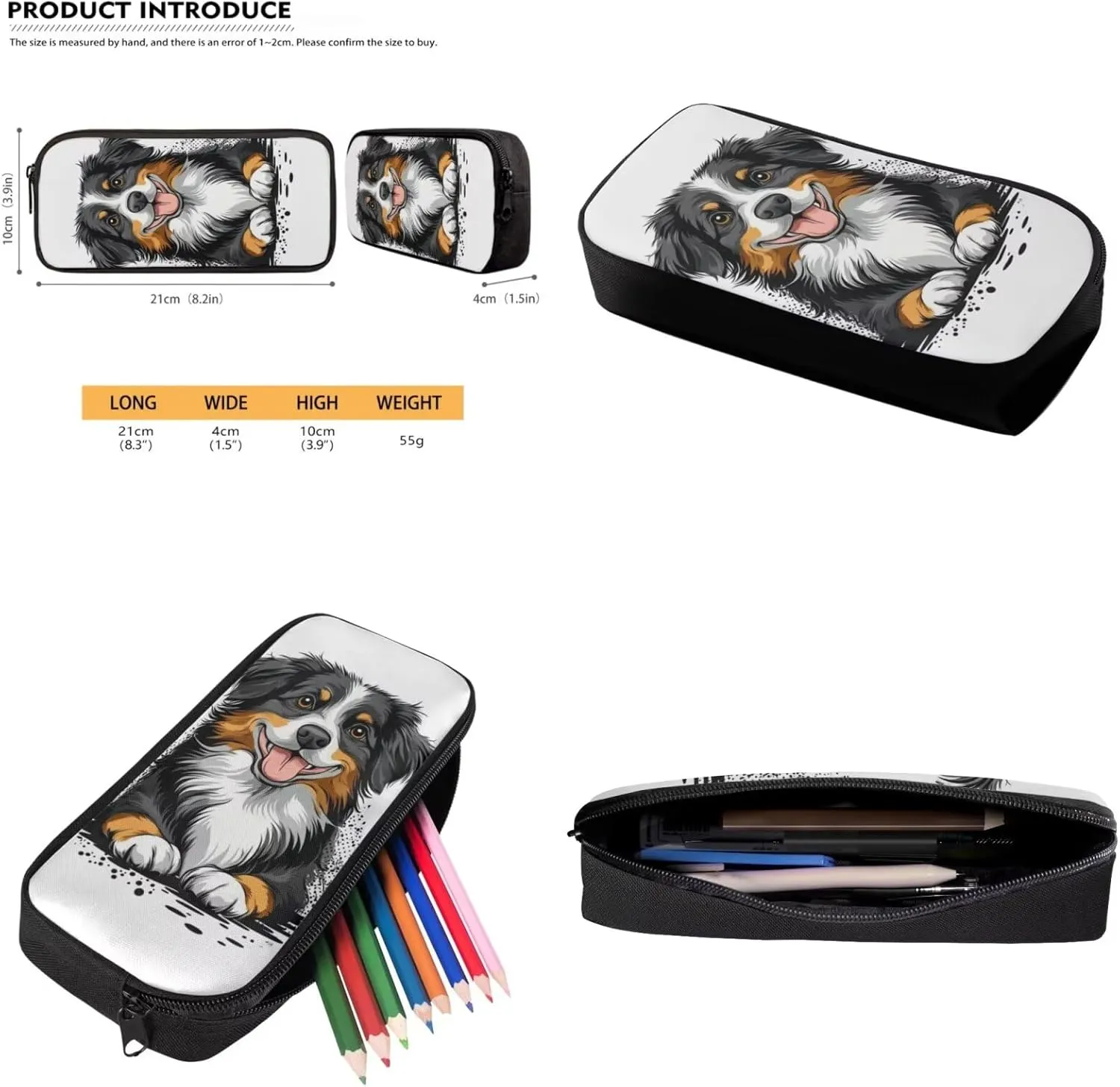 Bernese Mountain Dog Backpacks with Lunch Pack Pencil Case 3pcs Lightweight Bookbag for Middle School Bags Set Casual Daypack