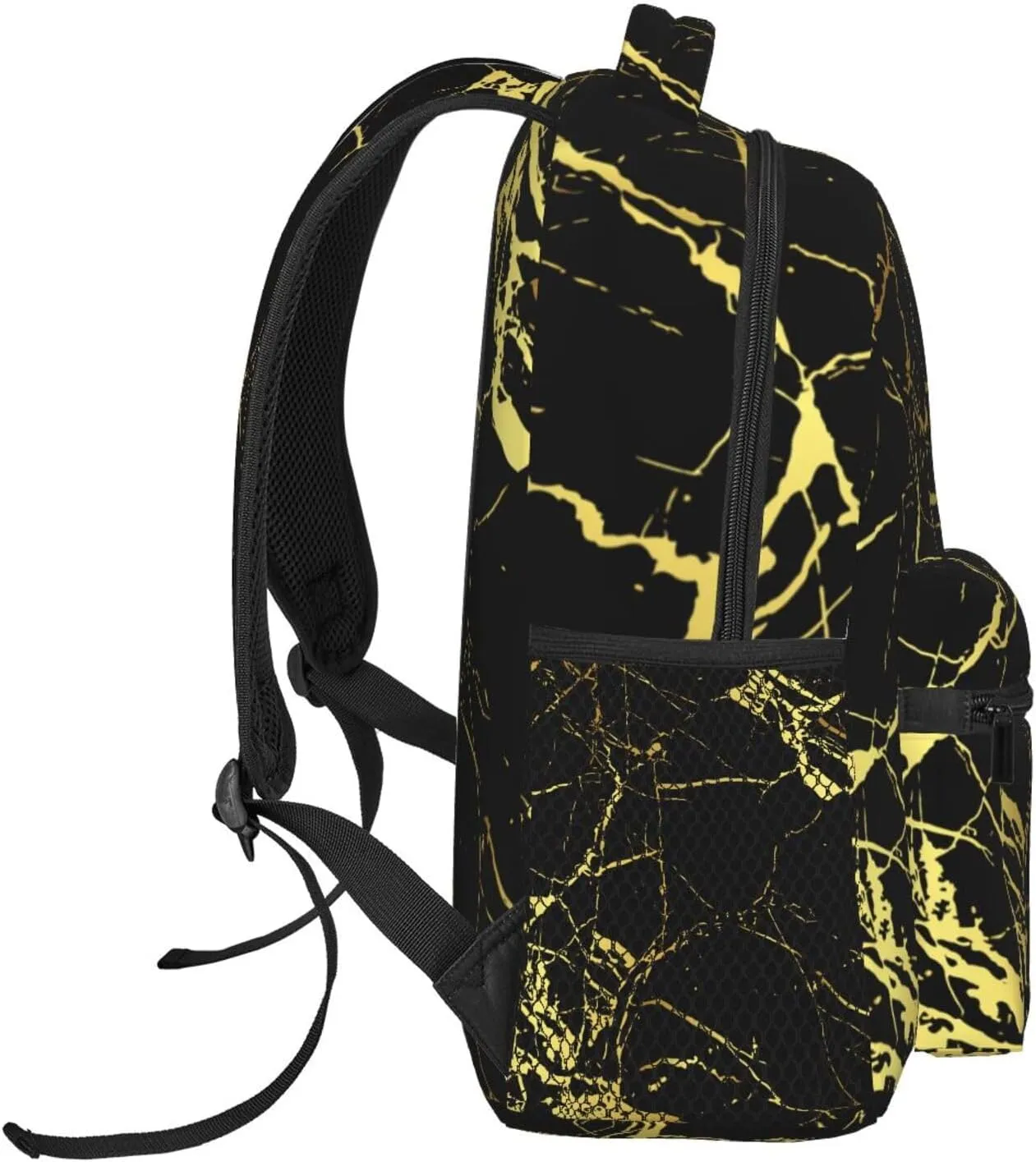 Black And Gold Marble Backpack For School Laptop Bags Bookbag Big Casual Daypack For Student Girls Boys Kids Teens Travel Sports Work
