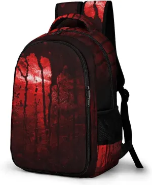 Bloody Metal Wall Large Travel Backpack Red Horror Halloween Bags Daypack Laptop Work Computer Hiking Back Packs with Multiple Pockets