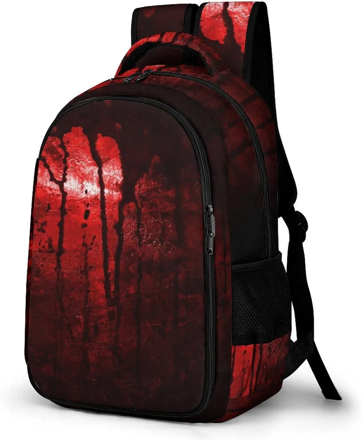 Bloody Metal Wall Large Travel Backpack Red Horror Halloween Bags Daypack Laptop Work Computer Hiking Back Packs with Multiple Pockets