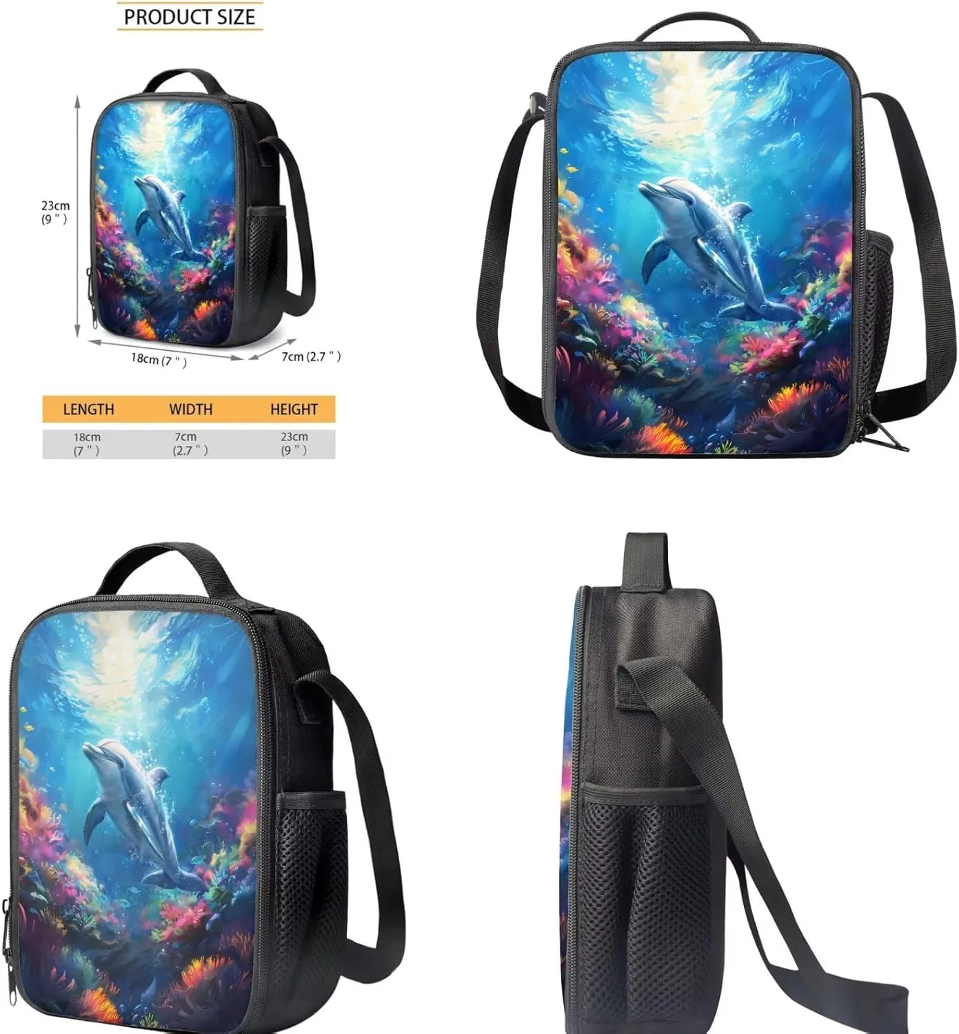 Blue Dolphin Backpack for Girls Kids backpacks Preschool Kindergarten Bookbag Cute Lightweight School Bags Set and Lunchbox and Pencil Bags