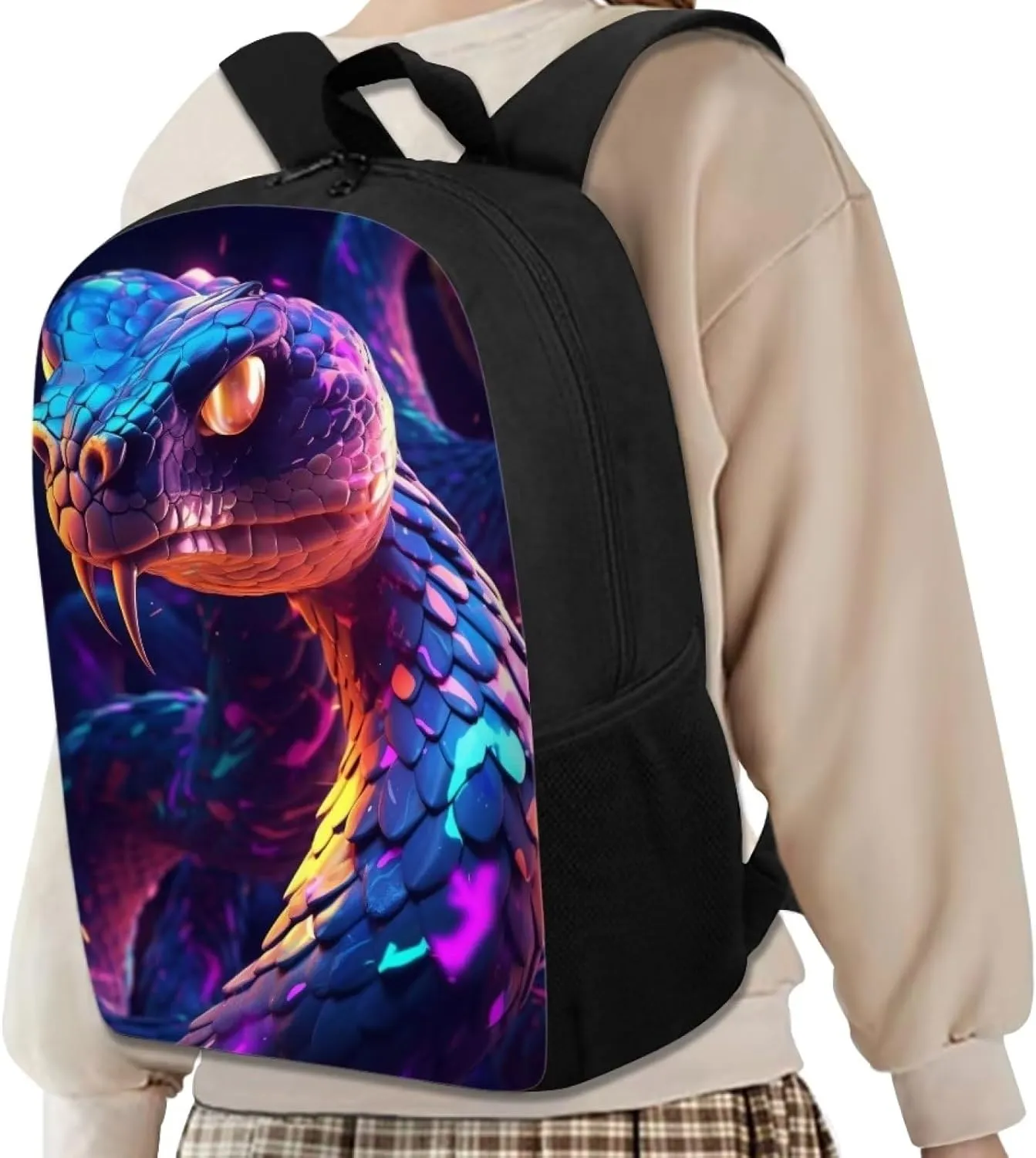 Blue Purple Snake Girls School Backpack Women College Bookbag Lady Travel Rucksack 17 Inch Laptop Bag Cute Animal Schoolbag