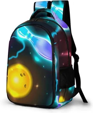 Bowling Abstract Background Laptop Backpack Travel Bags Daypack Durable Work Camping Hiking Back Packs for Women Men