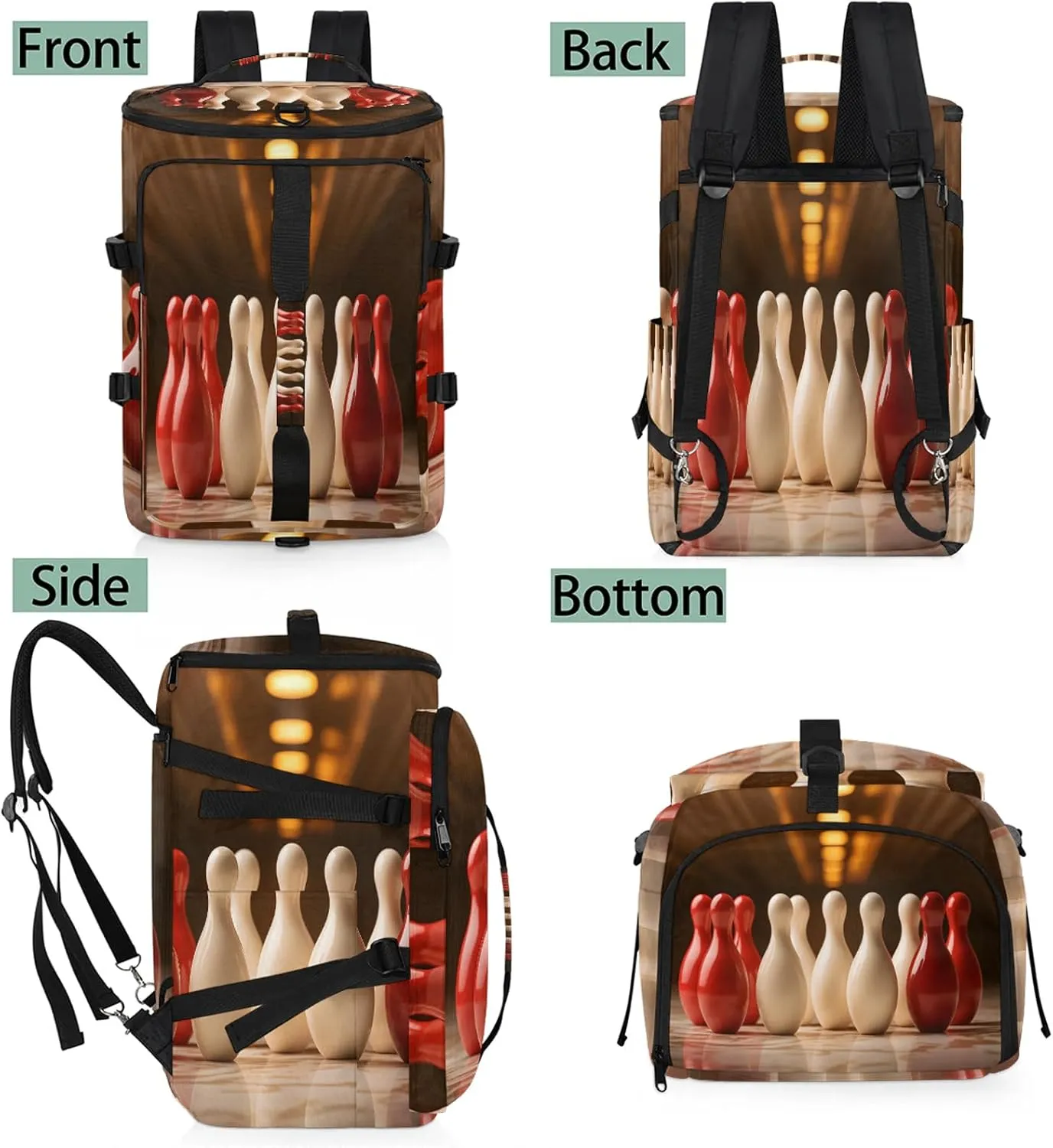 Bowling Ball Theme Gym Bags for Men Women Sports Backpack with Shoe Compartment 3-in-1 Tactical Duffle Bag for Overnight Weekender Travel