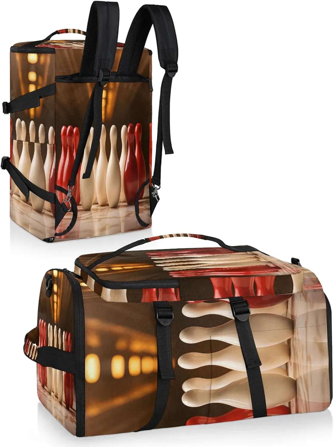 Bowling Ball Theme Gym Bags for Men Women Sports Backpack with Shoe Compartment 3-in-1 Tactical Duffle Bag for Overnight Weekender Travel
