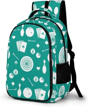 Bowling Pins And Bowl Backpack Travel Casual Laptop Bag Daypack for Men Women Outdoor Hiking Business Work Back Packs