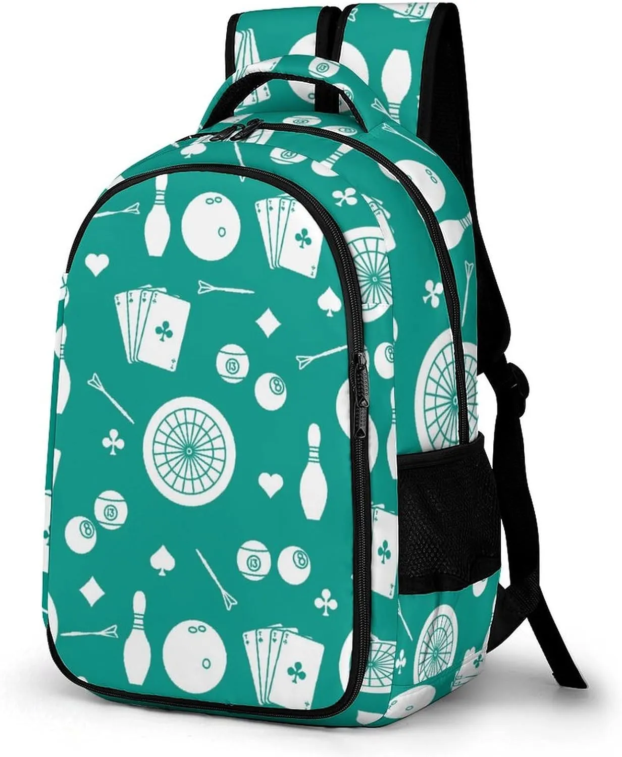 Bowling Pins And Bowl Backpack Travel Casual Laptop Bag Daypack for Men Women Outdoor Hiking Business Work Back Packs
