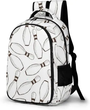 Bowling Pins Seamless Pattern Backpack Travel Casual Laptop Bag Daypack for Men Women Outdoor Hiking Business Work Back Packs