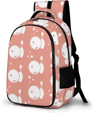 Bowling Pins Sports Theme Large Travel Backpack Bags Daypack Laptop Work Computer Hiking Back Packs with Multiple Pockets
