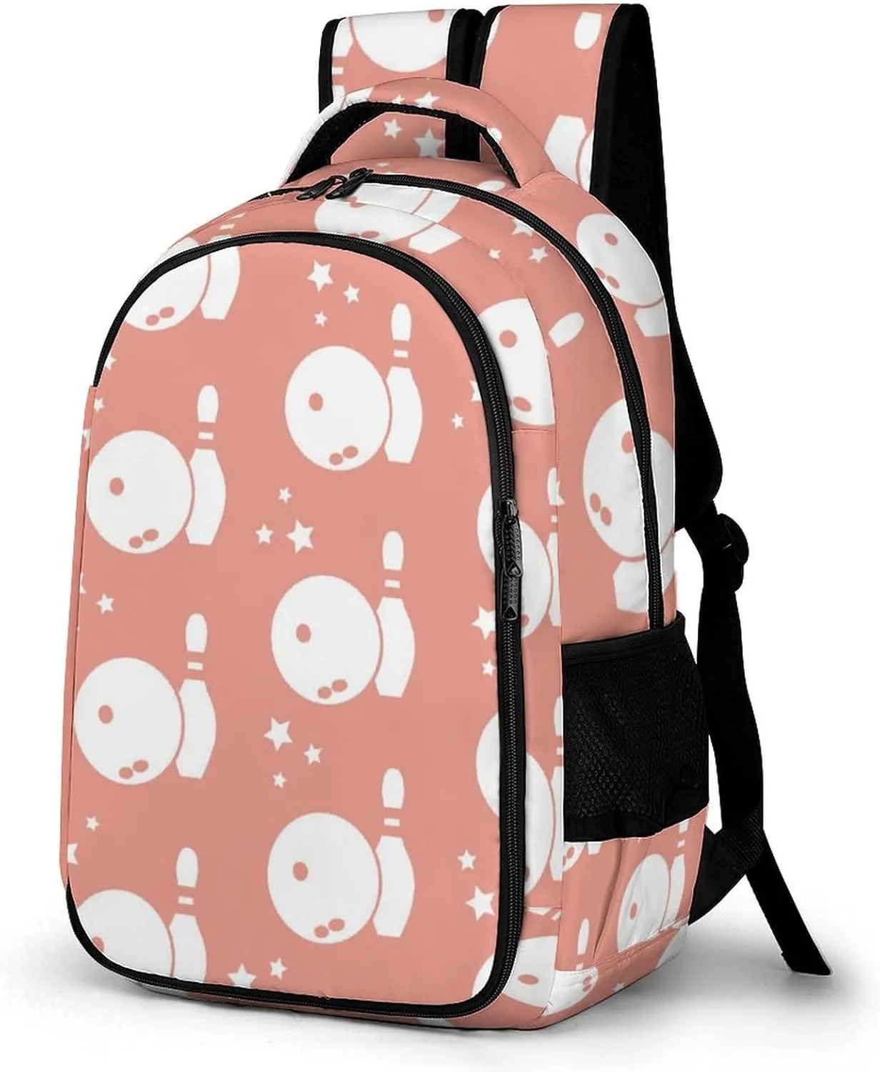 Bowling Pins Sports Theme Large Travel Backpack Bags Daypack Laptop Work Computer Hiking Back Packs with Multiple Pockets