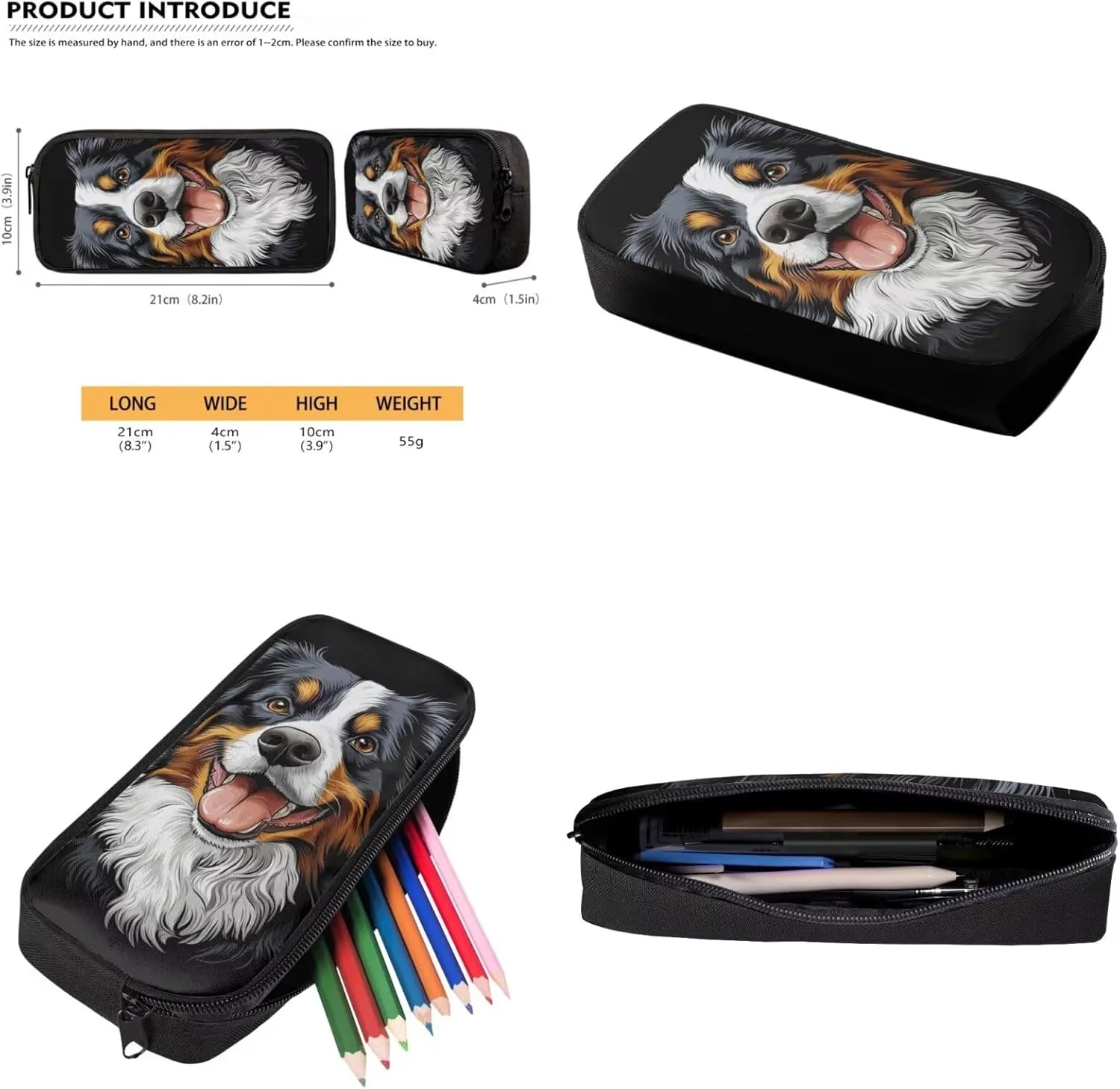Boys Backpacks Set for Primary Black Bernese Mountain Dog Print Kids School Backpack with Lunch Box and Pencil Case 3Pcs Bookbags