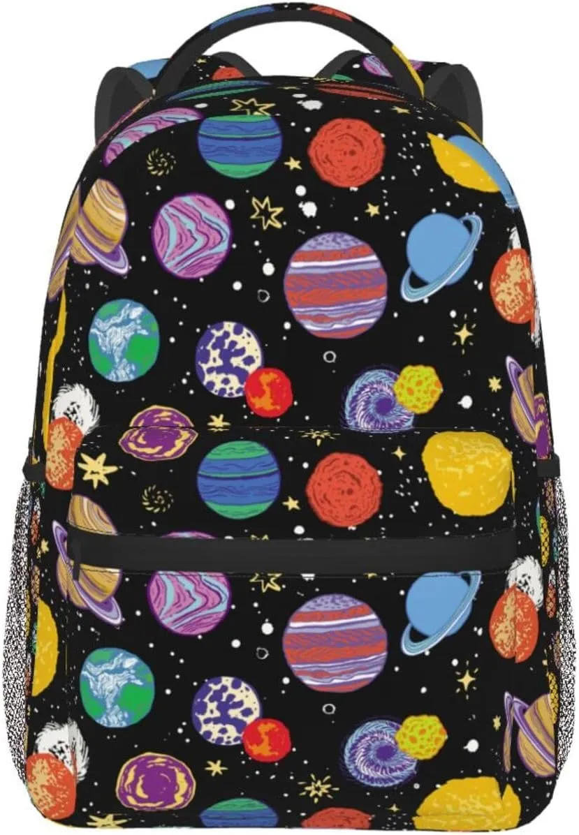 Cartoon Space Planet Backpack For School Laptop Bags Bookbag Big Casual Daypack For Student Girls Boys Kids Teens Travel Sports Work