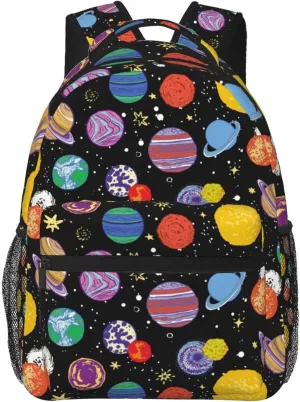 Cartoon Space Planet Backpack For School Laptop Bags Bookbag Big Casual Daypack For Student Girls Boys Kids Teens Travel Sports Work