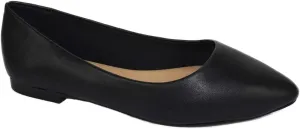 City Classified Women Casual Flat Office Shoes Wide Width Fit Pointy Toe W-Hold Leather Black PU 7