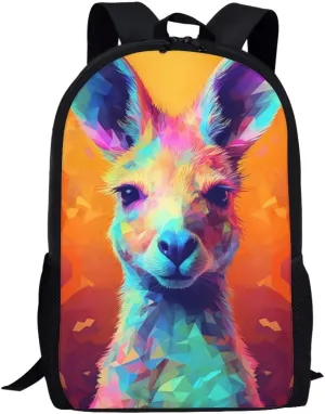 Colorful Cartoon Kangaroo School Backpack Personalized Bookbag for Boys Girls Teens Casual Travel Bag Computer Laptop Daypack