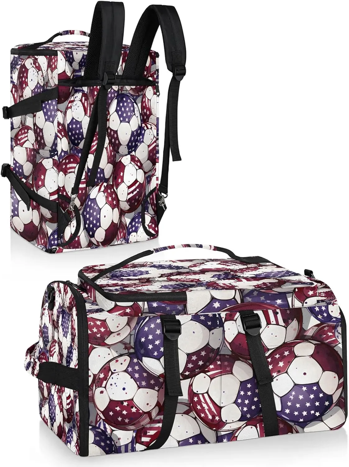 Colorful Football Gym Bags for Men Women Sports Backpack with Shoe Compartment 3-in-1 Tactical Duffle Bag for Overnight Weekender Travel