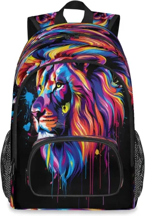 Colourful Lion King Large Capacity Backpack, 18 Inch Multi Pocket Laptop iPad Tablet Backpacks Business Travel Hiking Daypack Casual Rucksack for Women Men Gifts