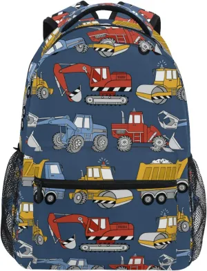 Construction Trucks School Backpack Cartoon Truck School Book Bags Bookbags, Travel Laptop Backpack College School Computer Bag Hiking Camping Casual Daypack