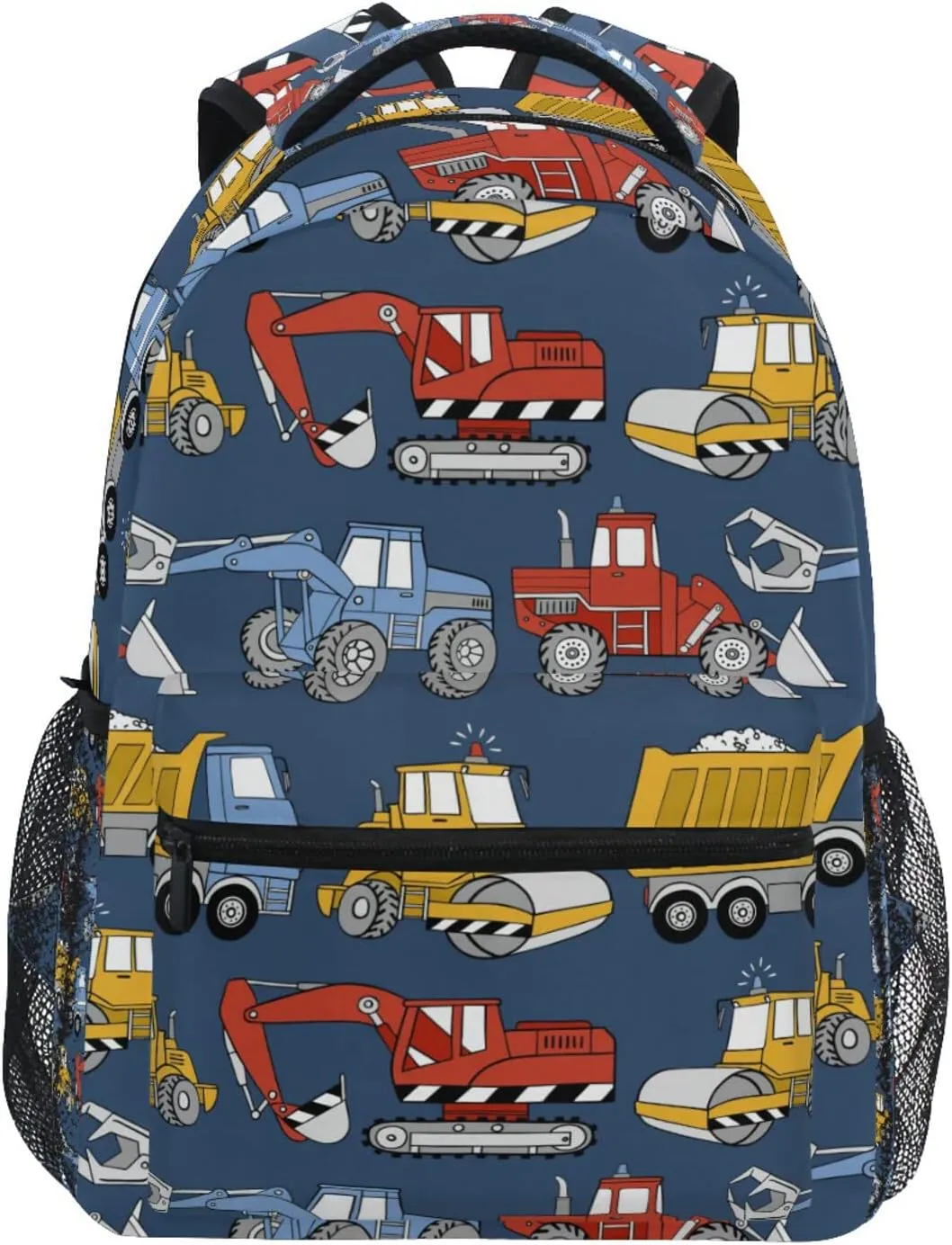 Construction Trucks School Backpack Cartoon Truck School Book Bags Bookbags, Travel Laptop Backpack College School Computer Bag Hiking Camping Casual Daypack