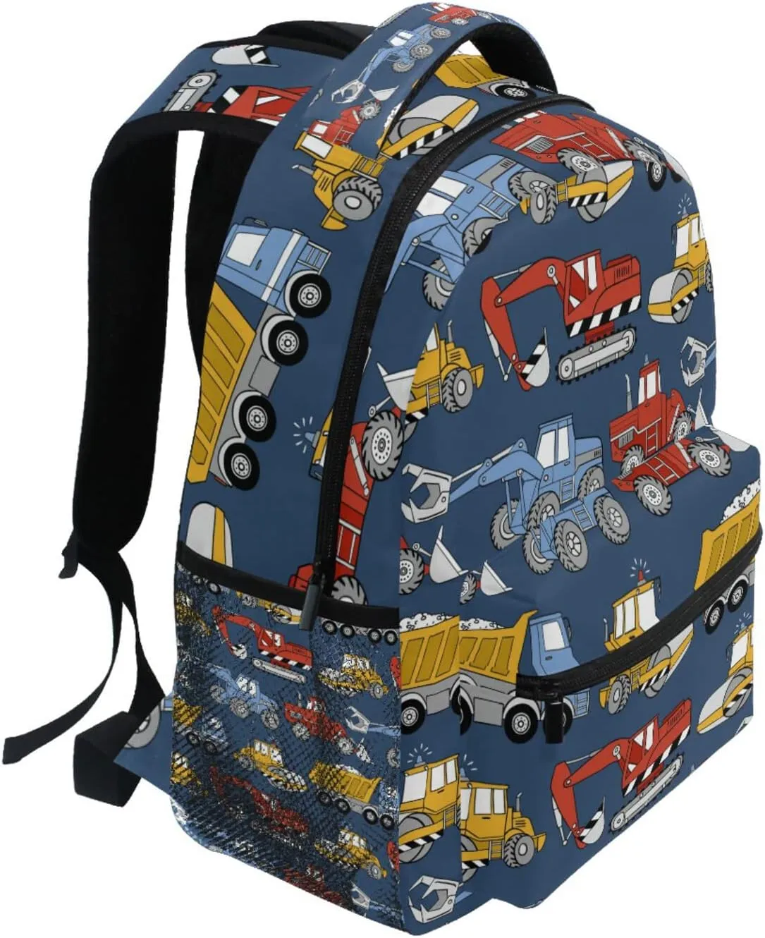 Construction Trucks School Backpack Cartoon Truck School Book Bags Bookbags, Travel Laptop Backpack College School Computer Bag Hiking Camping Casual Daypack