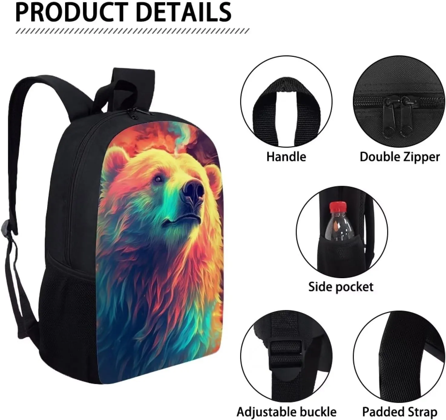 Cool Bear Boys School Backpack for Kids Elementary Middle School Bags for Teens Childs Primary Bookbags with Magical Animal Prints
