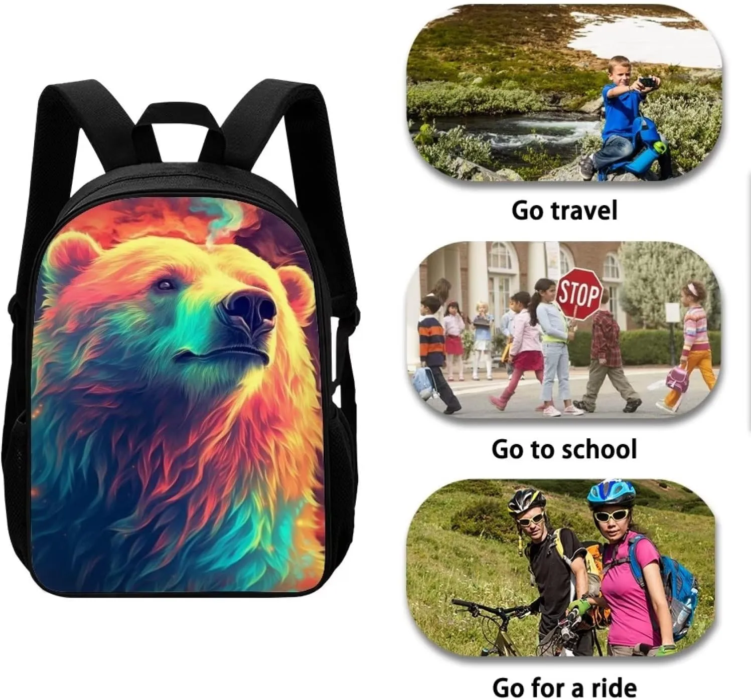 Cool Bear Boys School Backpack for Kids Elementary Middle School Bags for Teens Childs Primary Bookbags with Magical Animal Prints