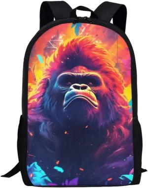 Cool Gorilla School Backpack Travel Bag for Men Women Lightweight College Back Pack Cute Animal Schoolbag For Kids Boy Girls