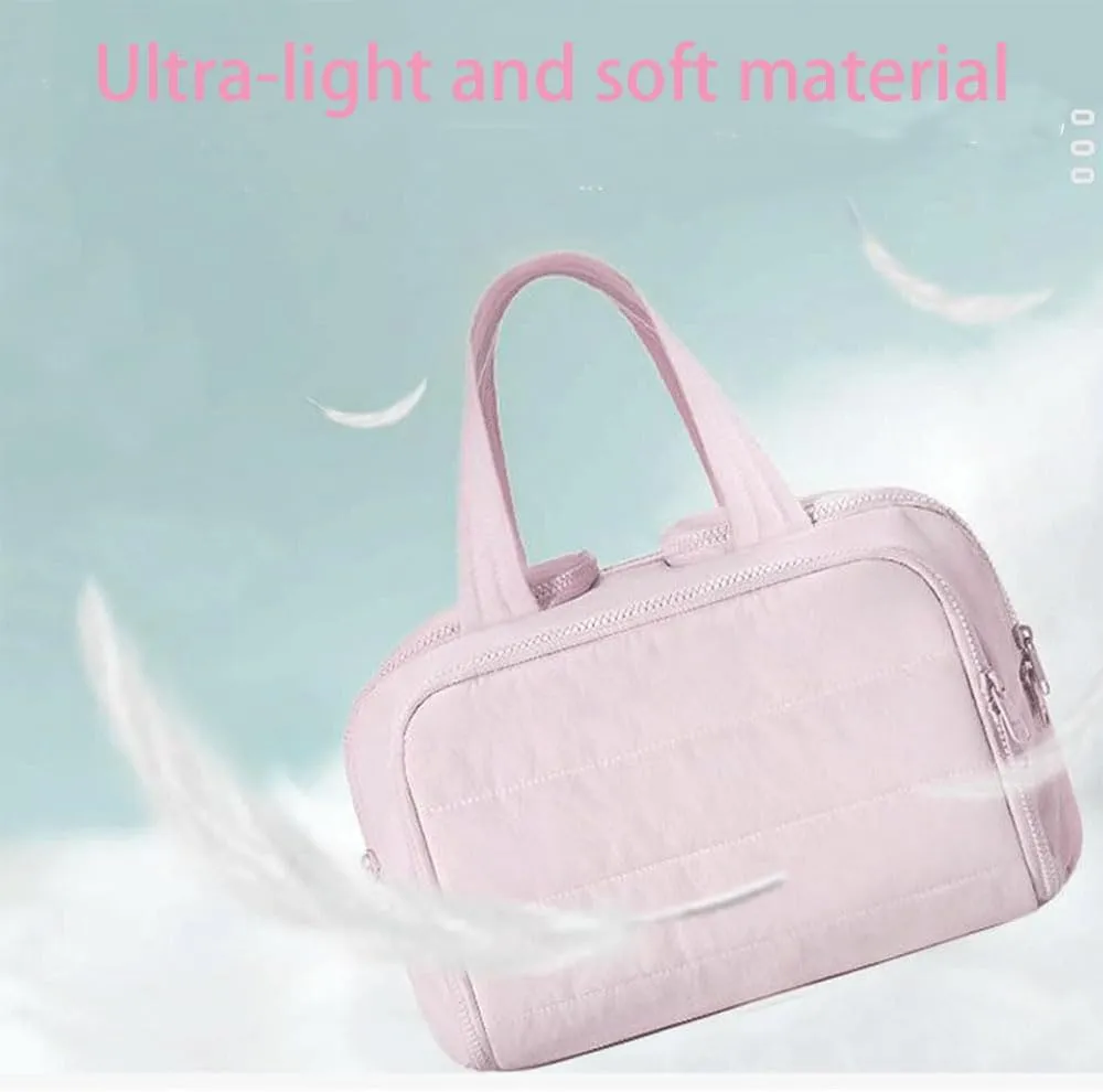 Cureaway Travel Cosmetic Bag, 2025 Cureaway Toiletry Bag with Divider, Large Capacity Wide-Open Travel Makeup Cosmetic Bags for Women (Off-white)