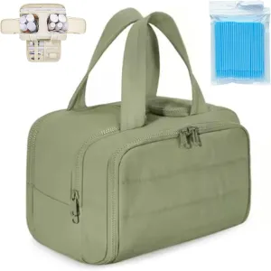 Cureaway Travel Cosmetic Bag, Cureaway Travel Toiletry Bag, Large Capacity Wide-Open Makeup Bags, Waterproof Lightweight Portable, Wet and Dry Separation with Partition Storage Bag (green)