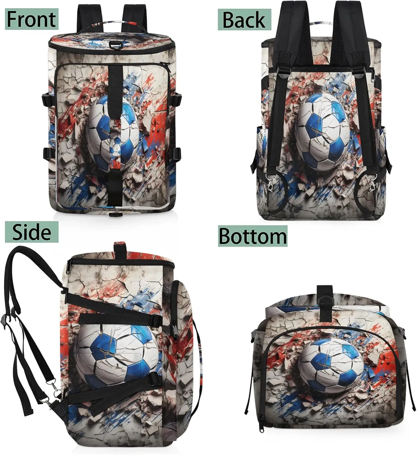Cute Football Balls Pattern Gym Bags for Men Women Sports Backpack with Shoe Compartment 3-in-1 Tactical Duffle Bag for Overnight Weekender Travel